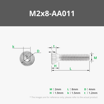 M2 Inox Acciaio a Testa Svasata Cappuccio Viti Metriche (FHCS)