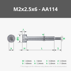 M2x2.5x6 SHSS Machine Screw (20PCS) - AA114