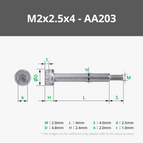 M2x2.5x4 SHSS Machine Screw (20PCS) - AA203