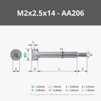 M2x2.5x14 SHSS Machine Screw (10PCS) - AA206