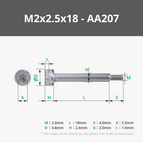 M2x2.5x18 SHSS Machine Screw (10PCS) - AA207