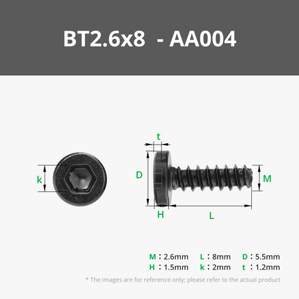 BT2.6 a Esagono Incassato Autofilettanti Vite (SHCS)