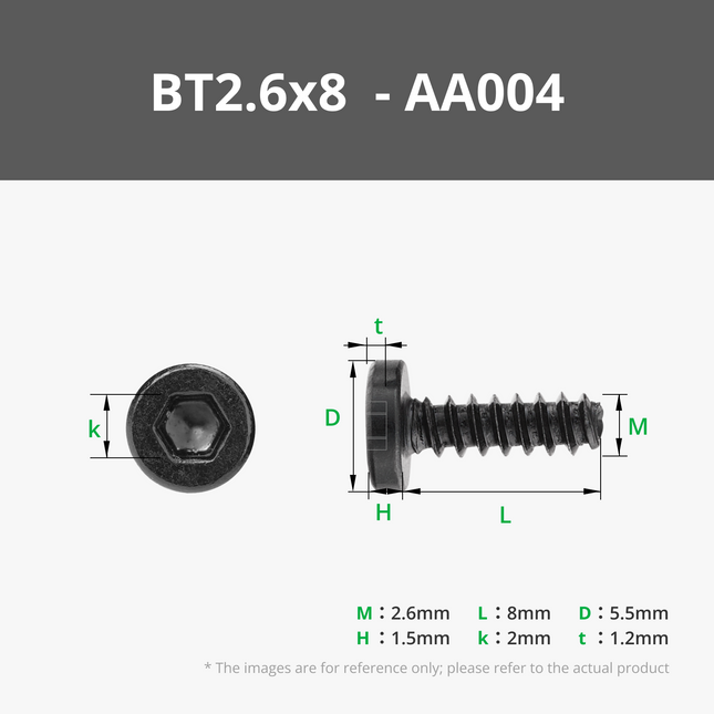BT2.6 a Esagono Incassato Autofilettanti Vite (SHCS)