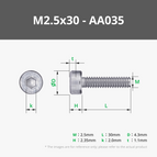 M2.5x30 SHCS Machine Screw (10PCS) - AA035