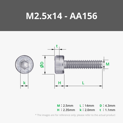 M2.5 a Esagono Incassato Viti Metriche (SHCS)