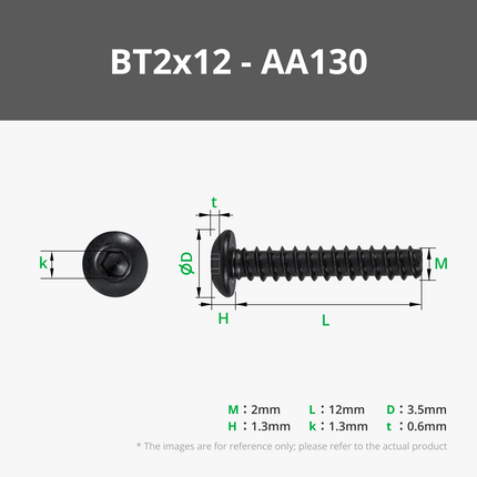 BT2 a Testa Bombata Autofilettanti Vite (BHCS)