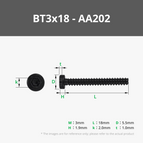 BT3x18 SHCS Self Tapping Screw (10PCS) - AA202