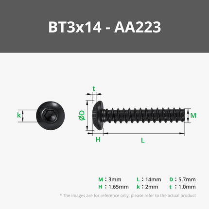 BT3 a Testa Bombata Autofilettanti Vite (BHCS)