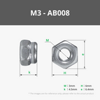 M3 Carbon Steel Self Locking Hex Nut (20PCS) - AB008
