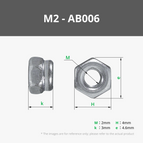M2 Carbon Steel Self Locking Hex Nut (20PCS) - AB006