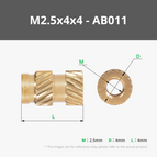 M2.5x4x4 Round Threaded Brass Heat-Insert Nut (20PCS) - AB011