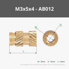M3x5x4 Round Threaded Brass Heat-Insert Nut (20PCS) - AB012