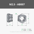 M2.5 Carbon Steel Self Locking Hex Nut (20PCS) - AB007