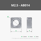 M2.5 Carbon Steel Square Nut (20PCS) - AB014