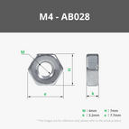 M4 Carbon Steel Hex Nut (10PCS) - AB028