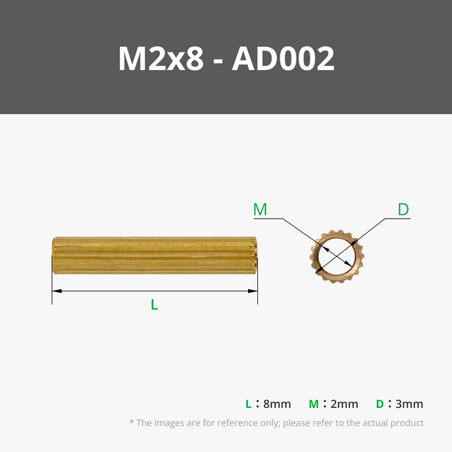 M2 Double - pass Knurled Brass Stud