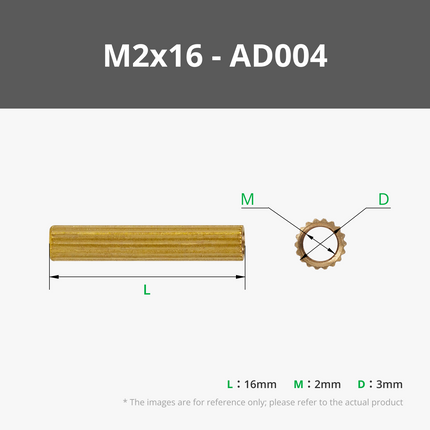 M2 Double - pass Knurled Brass Stud