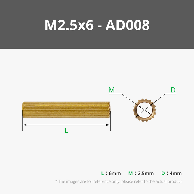 M2.5 Double - pass Knurled Brass Stud
