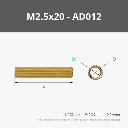 M2.5 Double - pass Knurled Brass Stud