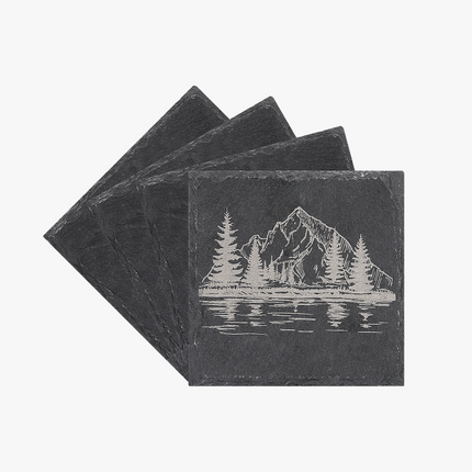 Black Square Stone Slate Coasters (4pz)