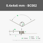 0.4x4x6 mm 120 Degree (10PCS) - BC002