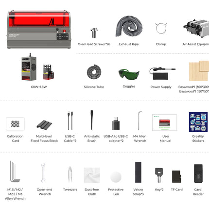 Creality Laser Falcon 2 Pro Engraver - 60W + 1.6W IR Laser
