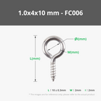 Stainless Steel Eye Bolt 1.0x4x10 mm (20PCS) - FC006