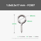 Stainless Steel Eye Bolt 1.8x8.5x17 mm (10PCS) - FC007