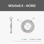 M2x5x0.5 Carbon Steel Flat Washer (100PCS) - AC002