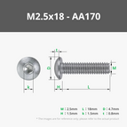 M2.5x18 BHCS Machine Screw (10PCS) - AA170