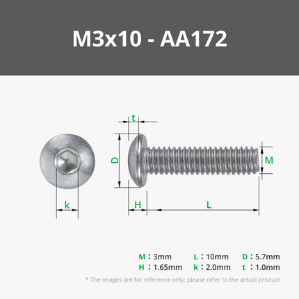 M3 a Testa Bombata Viti Metriche (BHCS)