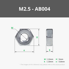 M2.5 Carbon Steel Hex Nut (20PCS) - AB004