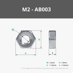 M2 Carbon Steel Hex Nut (20PCS) - AB003