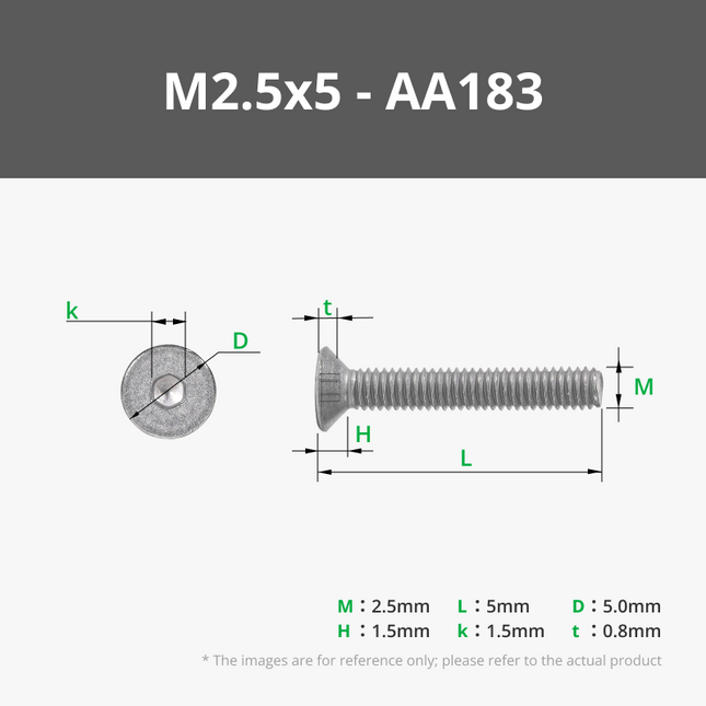 M2.5 a Testa Svasata Cappuccio Viti Metriche (FHCS)