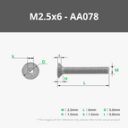 M2.5x6 FHCS Machine Screw (20PCS) - AA078