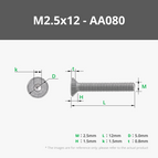 M2.5x12 FHCS Machine Screw (20PCS) - AA080