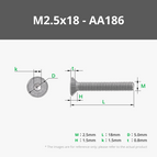 M2.5x18 FHCS Machine Screw (10PCS) - AA186