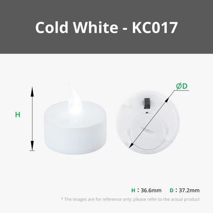 D37.2x36.6mm LED Flame Tea Luce Candle Set (12pz)
