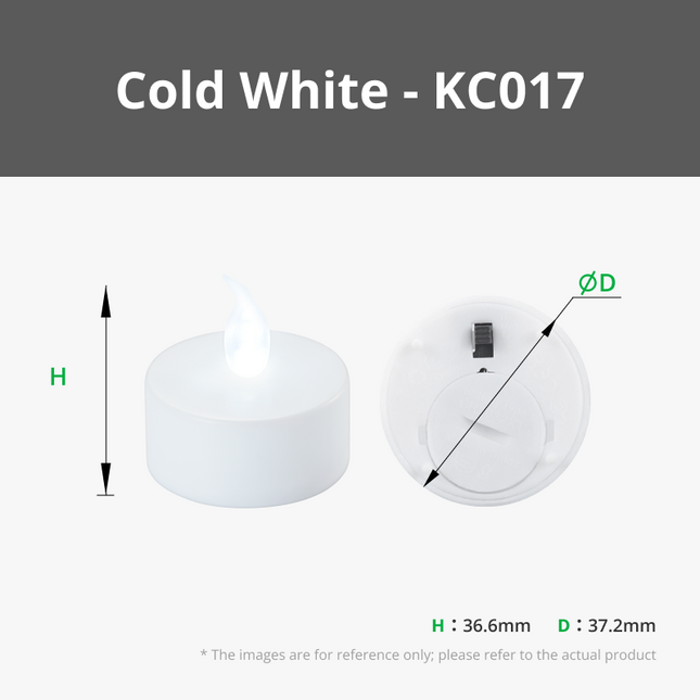 D37.2x36.6mm LED Flame Tea Luce Candle Set (12pz)