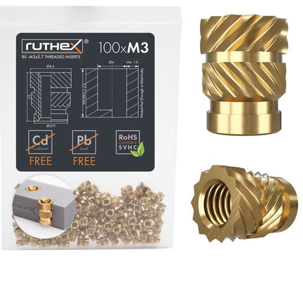 Ruthex M3 threaded insert – Rx-M3x5.7 - 100 pcs