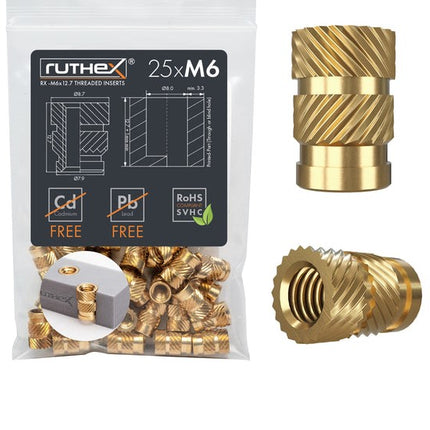 Ruthex M6 threaded insert – Rx-M6x12.7 - 25 pcs