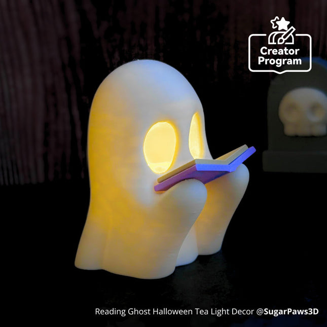 Reading Ghost Halloween Tea Luce Decor