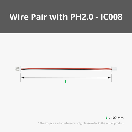 100mm Cavo Pair con PH2.0(2pz) - IC008