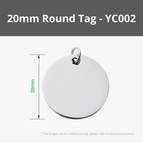 20mm Round Stainless Steel Tag (5pcs) - YC002
