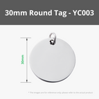 30mm Round Stainless Steel Tag (5pcs) - YC003